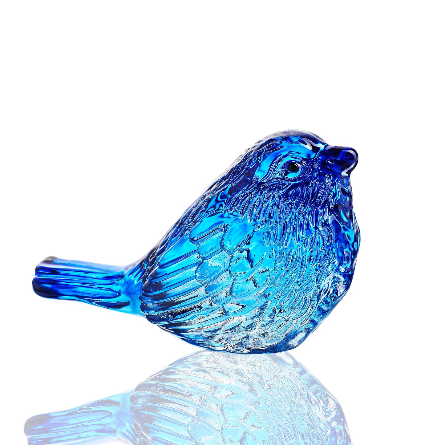 H&D HYALINE & DORA Blue Glass Bird Figurines Bird Gifts for Bird Lovers Women Crystal Glass Animal Figurine Collectible for Home Shelf Decor
