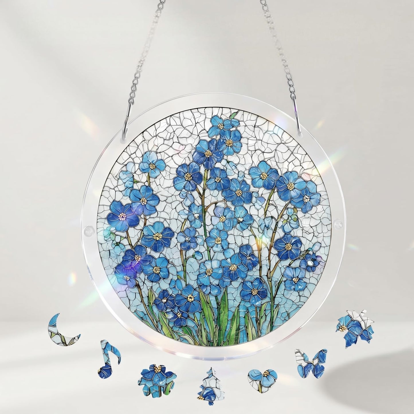 Acrylic Puzzle Suncatcher, Stained Glass Window Hangings, Stained Glass Puzzle, Suncatcher Puzzles, Unique Irregular Pieces, DIY Art Puzzle & Hanging Ornament,For Windows and Home Decor (#D, L(8.6in))