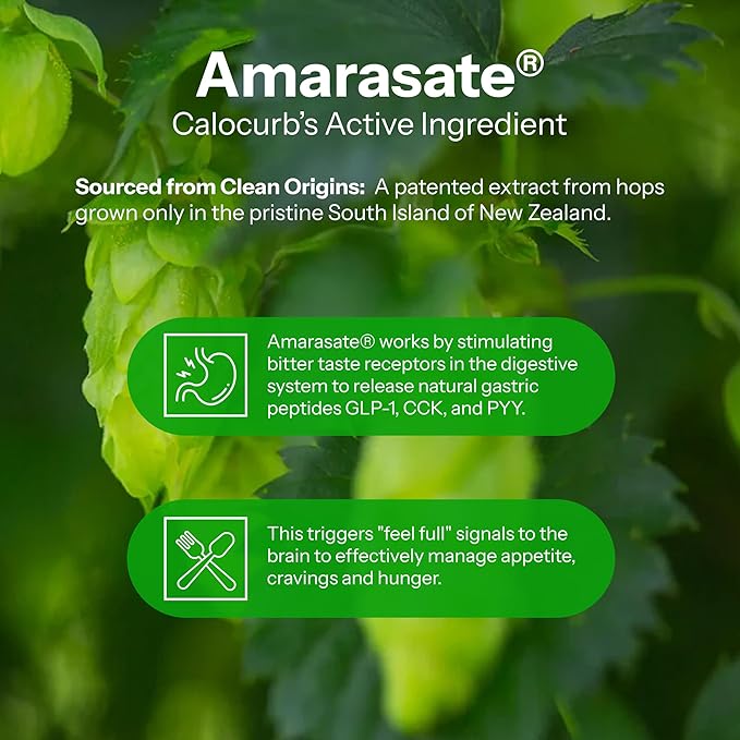 Calorie Control Supplement 6X Natural GLP-1 Activator, Official & Patented Amarasate Formula, Plant Based Dietary GLP1 Supplement, Manages Appetite, Hunger & Cravings, 1 Month Average Supply, 90 Count