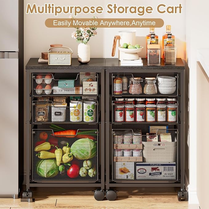 Sbanmao Rolling Storage Cart with 1L+2S Drawers, Mobile File Cabinet, Hanging File Folder Organizer, Printer Stand Utility Cart Filing Cabinet, Craft Art Organizer Cart for Classroom, Office, Home