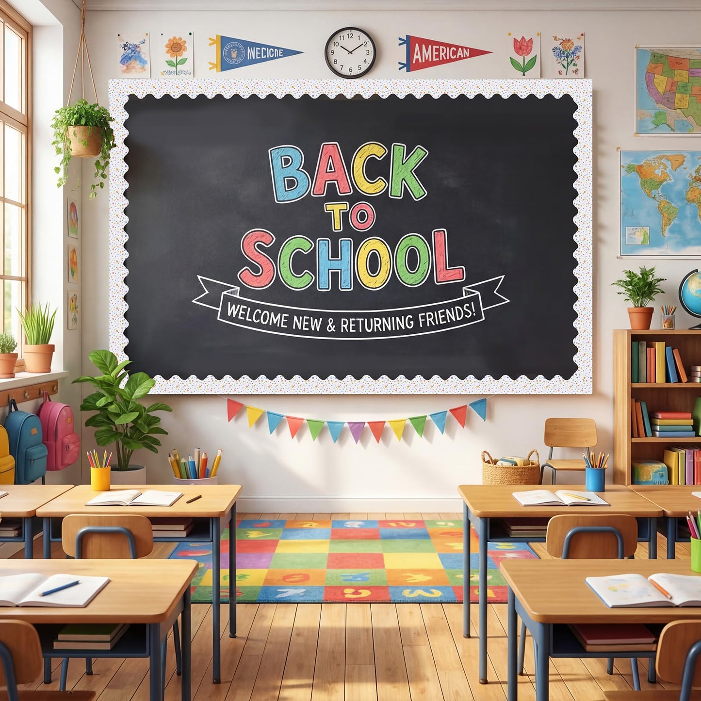 Fuutreo 67.3 ft Bulletin Board Borders Decor Dots Scalloped Borders Trim Wavy Shape Classroom Bulletin Boarders for Back to School Blackboard Chalkboard Wall Window Door Party Decor(Macarons)