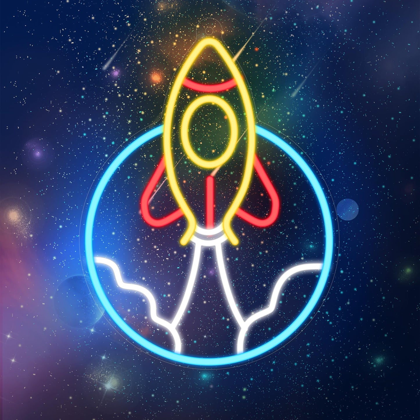 CoolGift Mart Rocket Neon Sign, LED Light Room Decor, USB Powered Light Up Space Element Universe Theme Decoration, for Bedroom Living Room Gaming Room Man Cave Home Party Birthday Gift for Teen Boys
