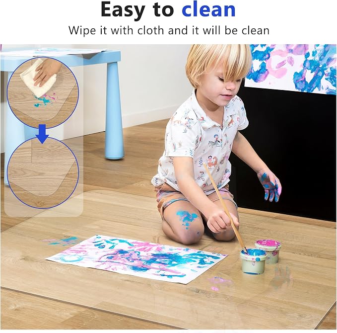 Office Chair Mat for Hardwood Floor, 36"x48" Clear Desk Chair Mat Easy Glide for Rolling Chair, Heavy Duty Vinyl Floor Protector Mat for Home or Office, Easy Clean and Flat Without Curling