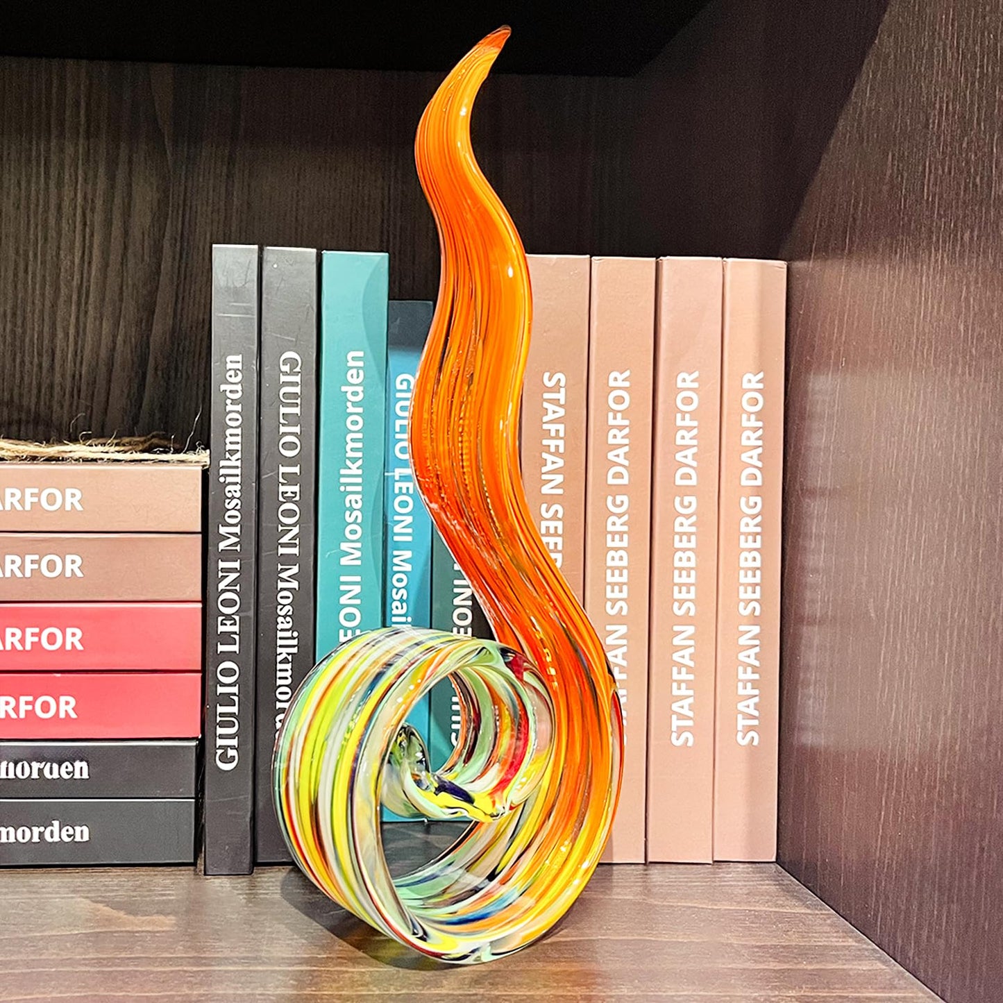 11.4" Tall Hand-Blown Glass Sculpture Murano-Style Sculpture Art Ornament Statue Figurines Home Decor Accent Piece Coastal Ocean Nautical Home Decor,Shelf,TV Stand,Tabletop Centerpieces,Wonderful Gift
