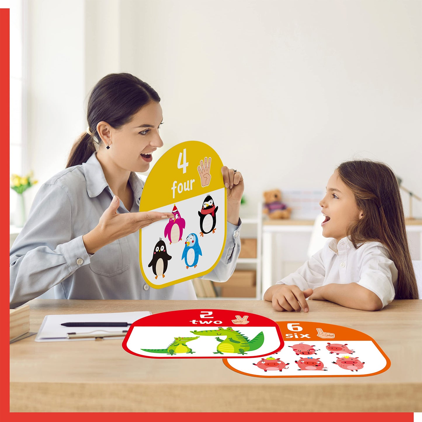 10 PCS Number Posters, Numbers Learning Bulletin Board Set School Decoration Supplies Educational Teaching Tool for Toddler Kid Family Classroom, 12” x 11”