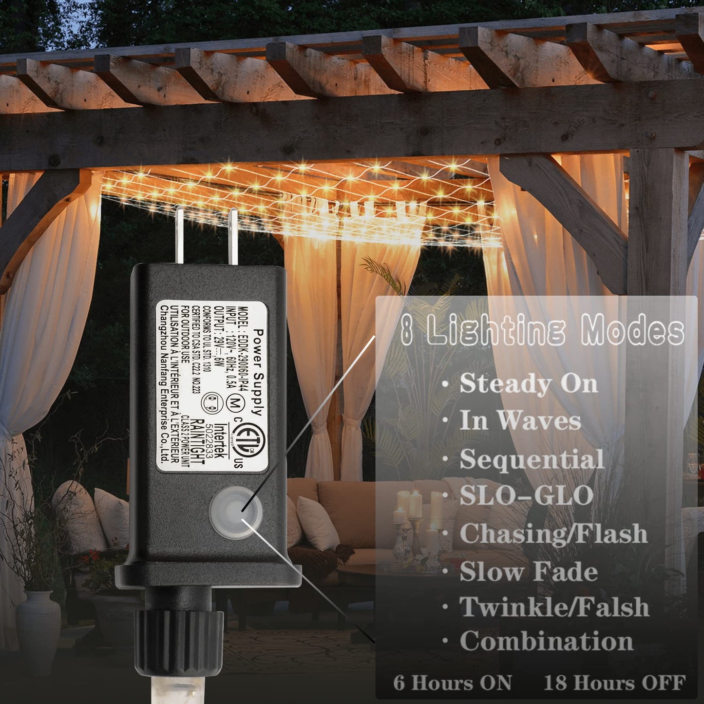 Eueasy LED Lights Outdoor Fairy Lights Chandelier - 270L Gazebo Net Lights with 8 Lighting Modes, 10×10 FT Chandelier for Pergolas，Wedding, Bush, Christmas