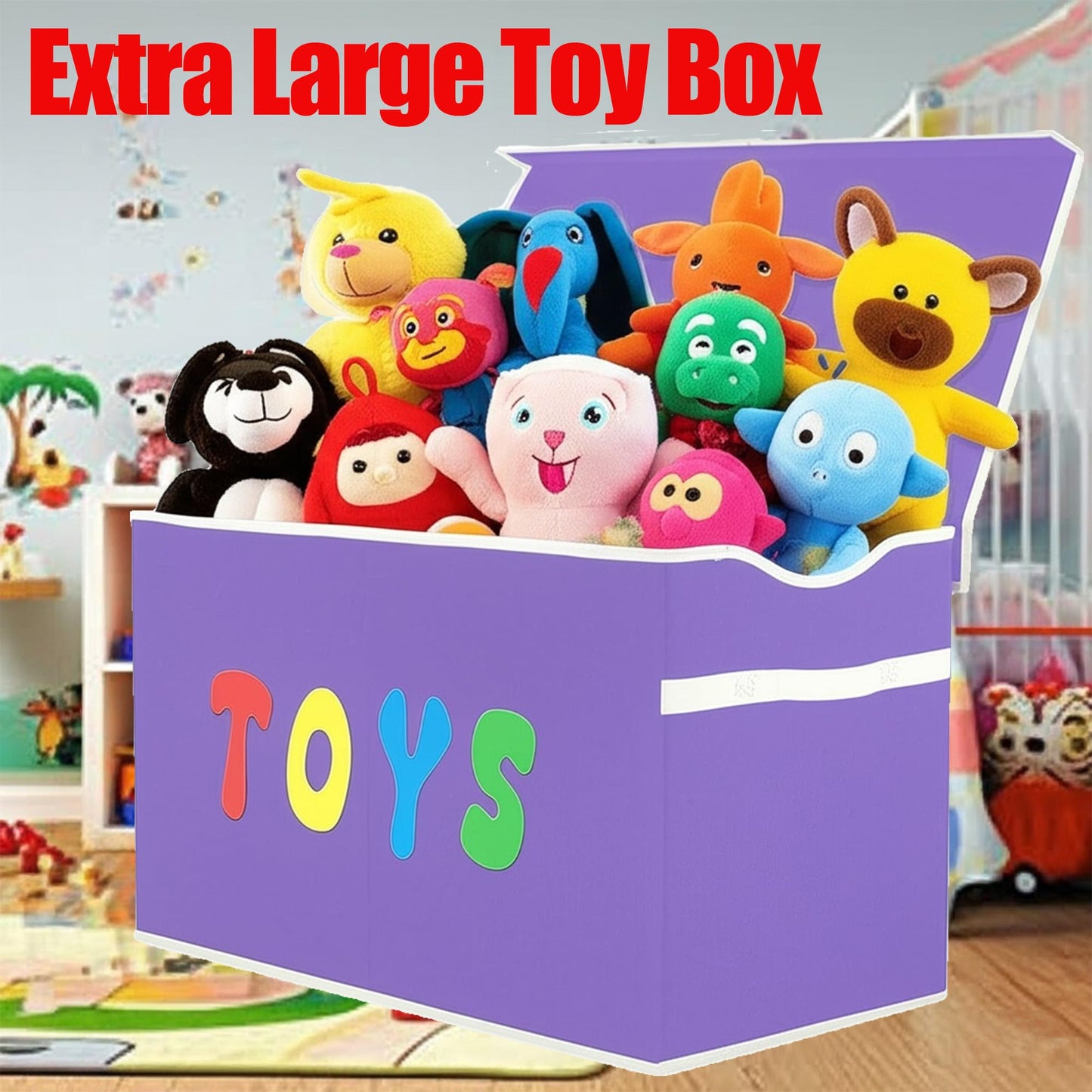 YOLOXO Toy Box Chest, Collapsible Sturdy Storage Bins with Lids, Extra Large Kids Toy Storage Organizer Boxes Bins Baskets for Kids, Boys, Girls, Nursery Room, Playroom, Closet (Classical Purple)