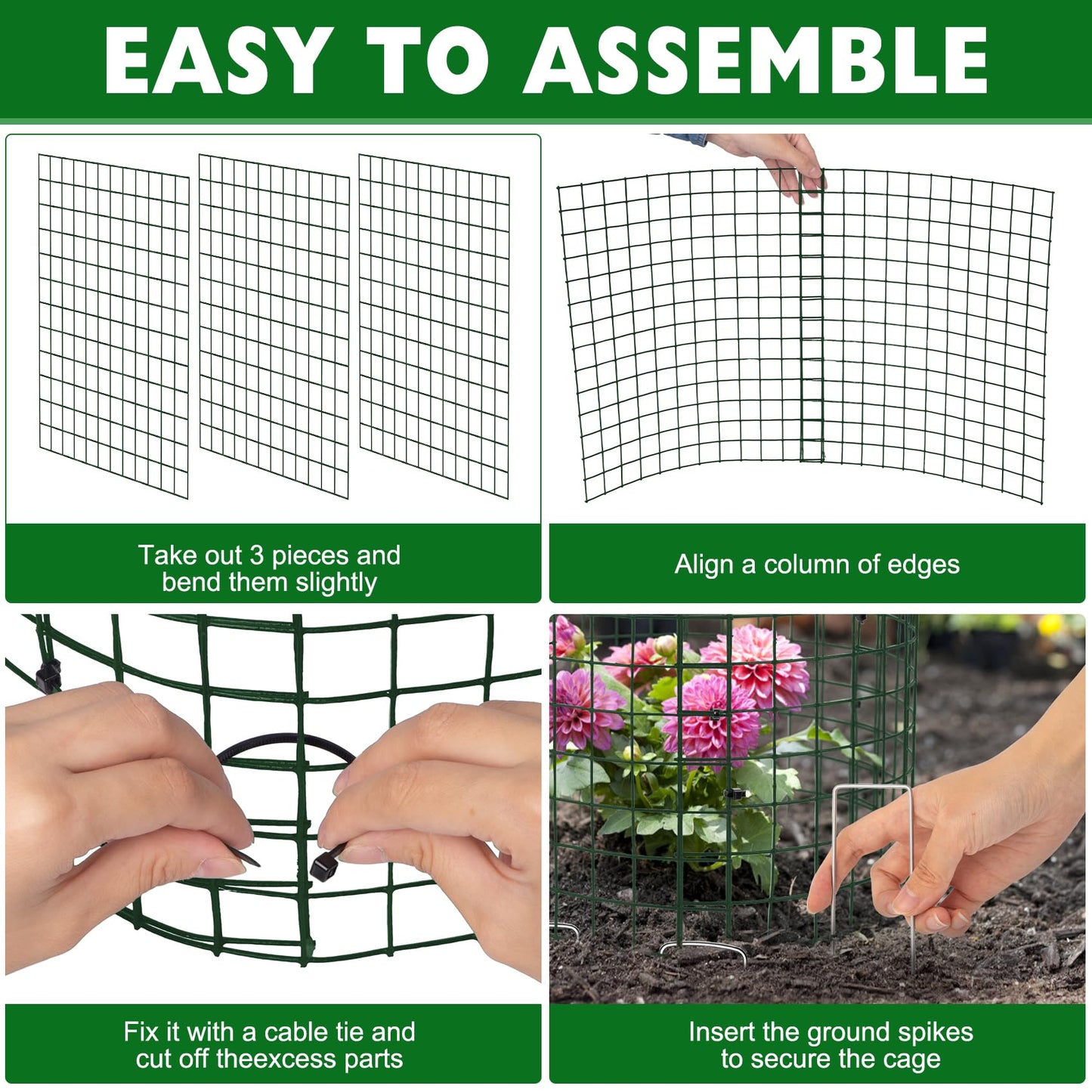 Unves 10 Set Plant Protectors from Animals, 12 x 12 Inch Wire Plant Cages for Outdoor Plants-Covers Protect Vegetables Flowers from Animals, Prevent Rabbit & Chicken Entering