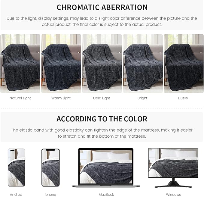 BOURINA Chenille Throw Blanket for Couch Sofa Chair Bed Home Decoration, Soft Warm Cozy Blanket for All Season（50" x 60", Grey）