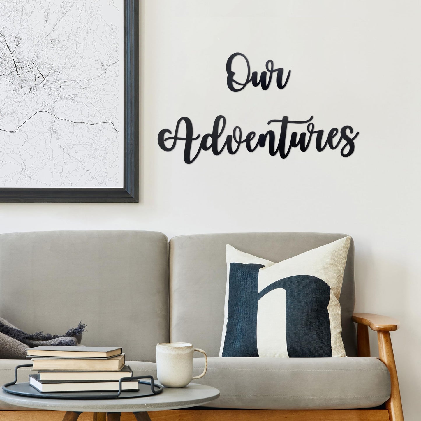 PRIMESTL Travel Wall Art & Adventure Decor – Our Adventure Metal Wall Decorations for RV Decorations, Travel Decor, Unique Design Gift for Travel Lovers, 22.05" x 3.58"