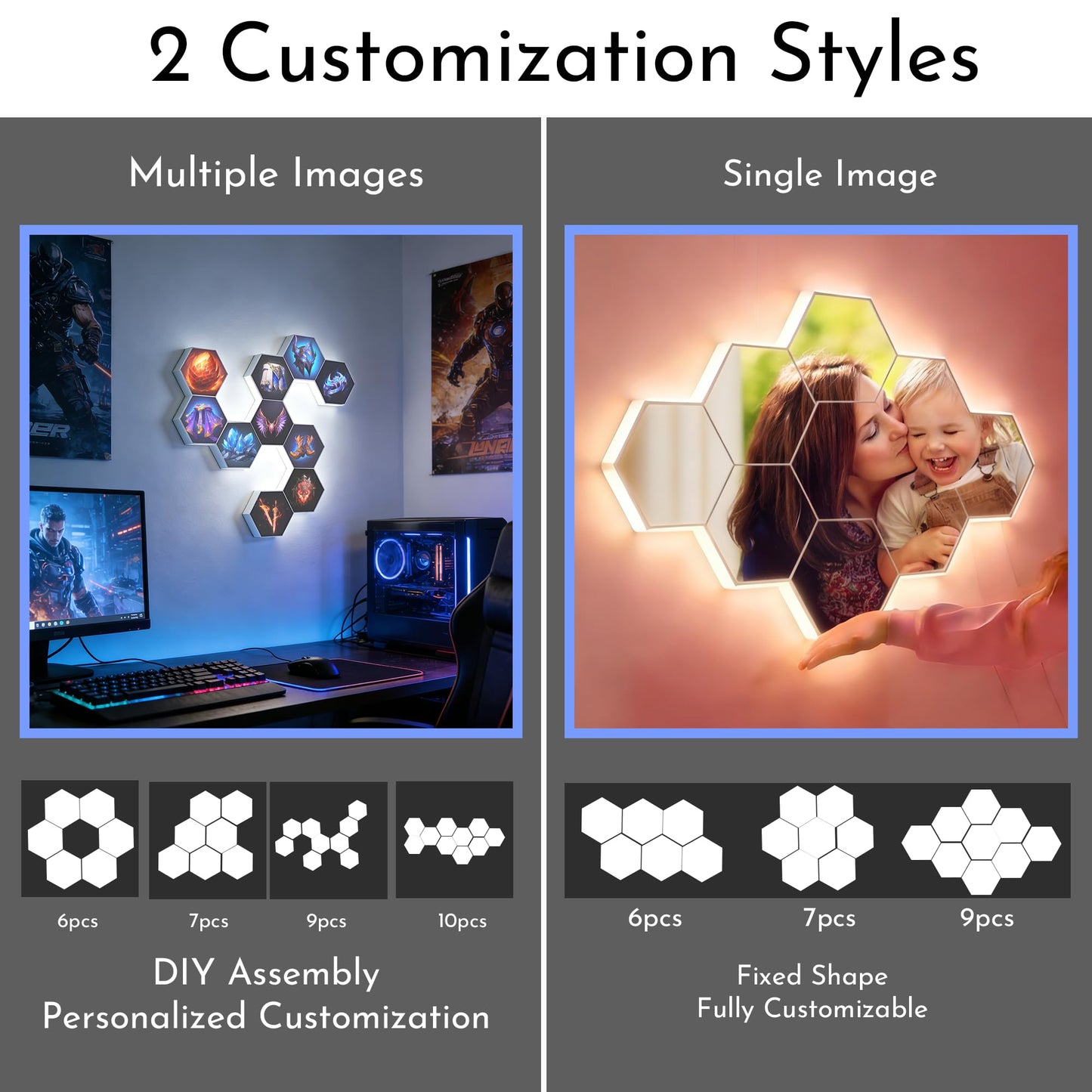 Custom Picture LED Lights for Wall–USB Powered,Touch-Activated Installation,Ideal for Weddings,Birthdays,Family,Bar,Party,Gaming Room/Wall Art. Beautiful Gift for Lovers, Spouses, Friends, Set of 10