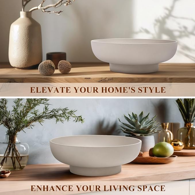 YMXYJM Large Decorative Concrete Bowl, Modern Handicraft Bowls for Home Decor, Decorative Fruit Bowl for Kitchen Counter, Stylish Key Bowl for Entry Table, Gray
