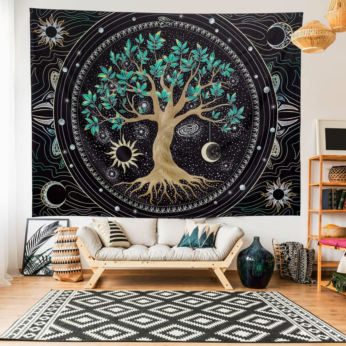 FLY SPRAY Tree of Life Tapestry Aesthetic Trippy Tapestries Wall Tapestry's Large Hippie Sun Moon Space Tapestrys Forest Wall Hanging Decor Vibrant Nature Home Talestry for Bedroom,Living Room,Ceiling