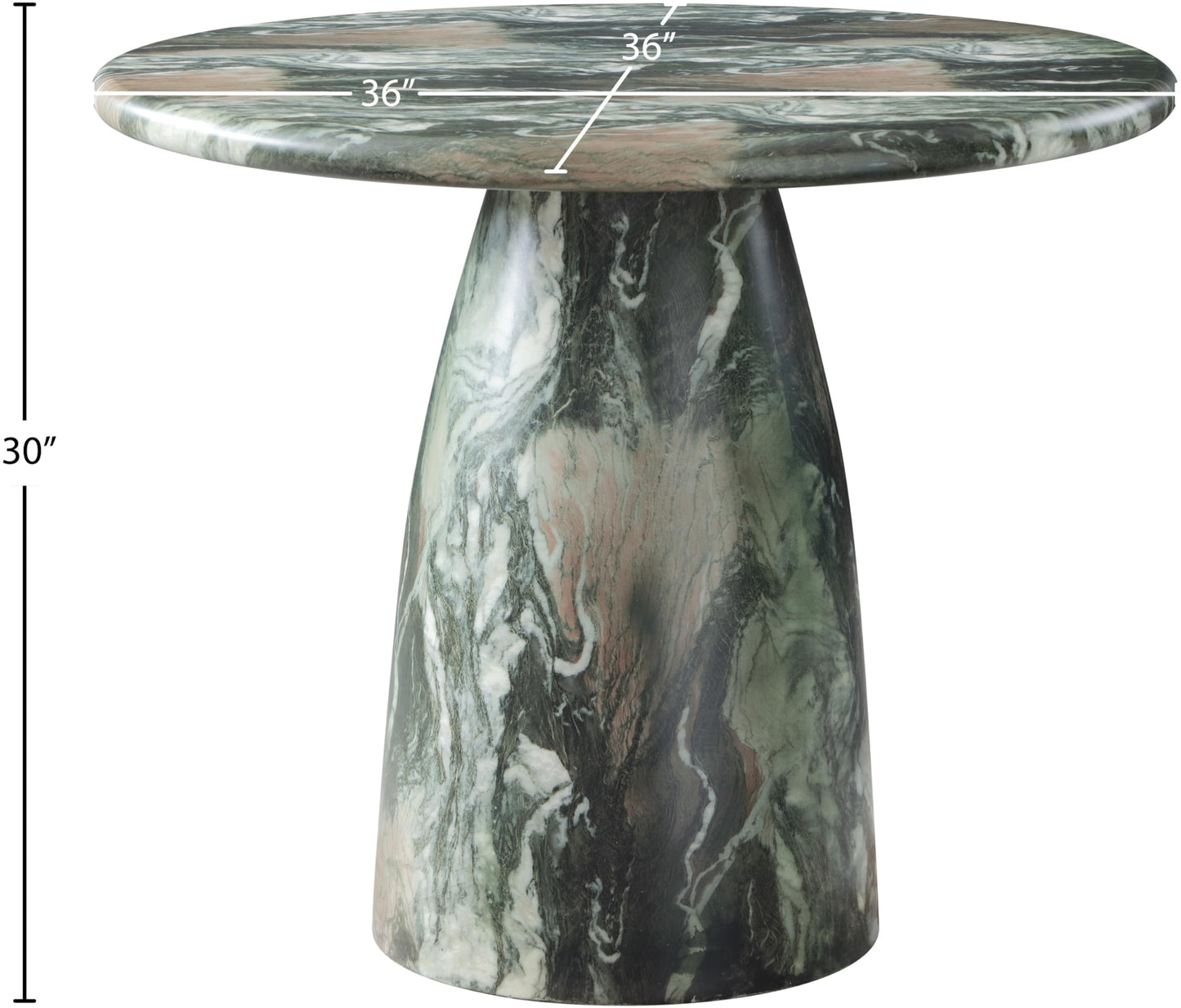 Meridian Furniture 700Green-T Cosenza Collection Art Deco 36" Indoor/Outdoor Concrete Dining Table with Green Marble Finish, 36" W x 36" D x 30" H, Green