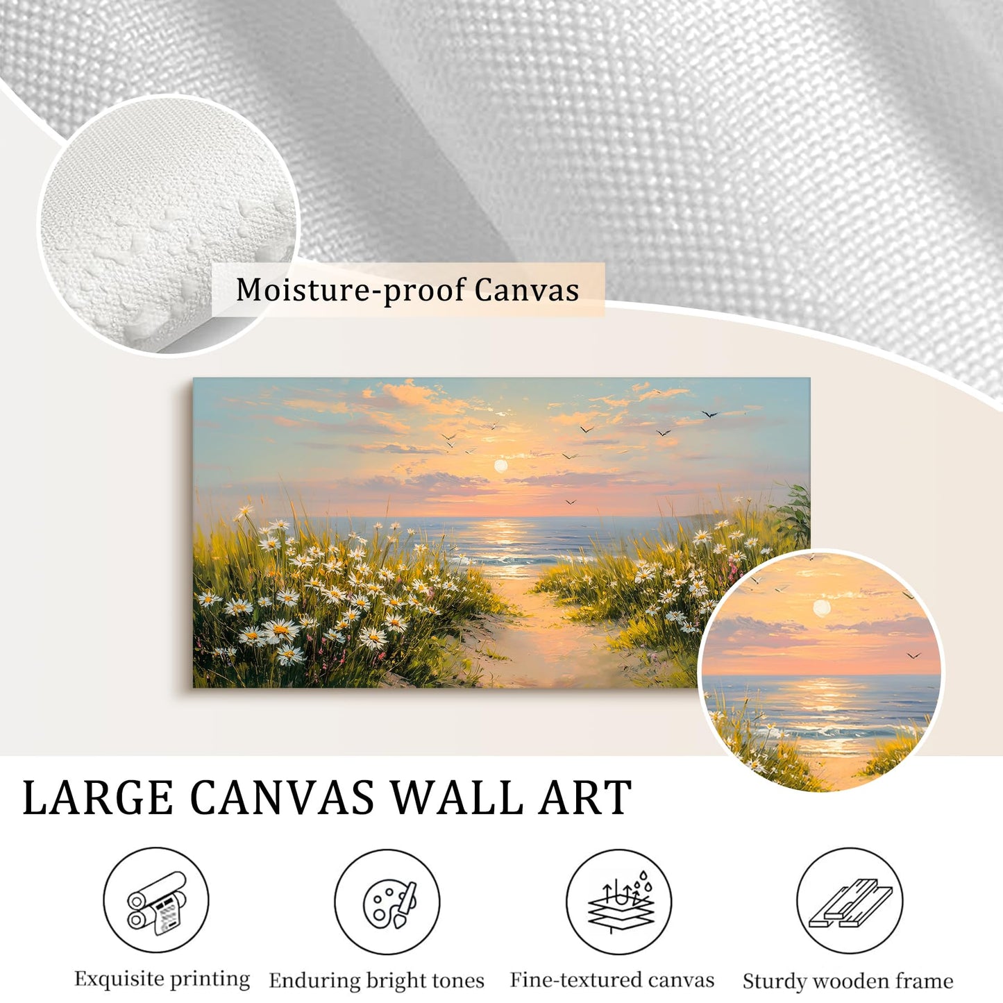 SLYCAY Large Landscape Wall Art Prints, Goden Birch Tree Forest Canvas Painting Pictures, Nature Lake Mountain Wall Farmhouse Decor, Modern Artwork Living Room Bedroom Bathroom Office 20"X40"