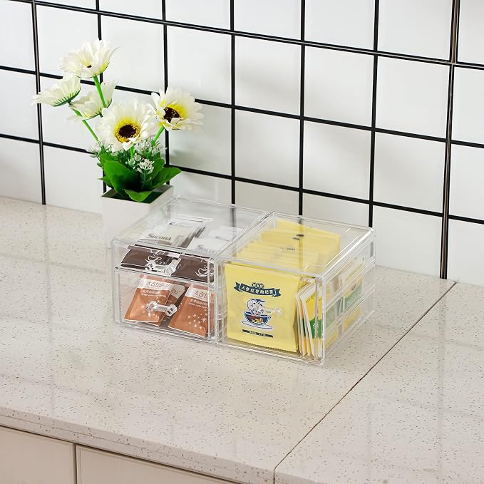 Cq acrylic Stackable Make Up Organizing With 3 Drawers,Clear Drawer Organizer for Vanity Counter, Plastic Makeup Storage Organizer for Bathroom,Medicine,Craft,Accessory,Beauty Supplies,Pack of 1