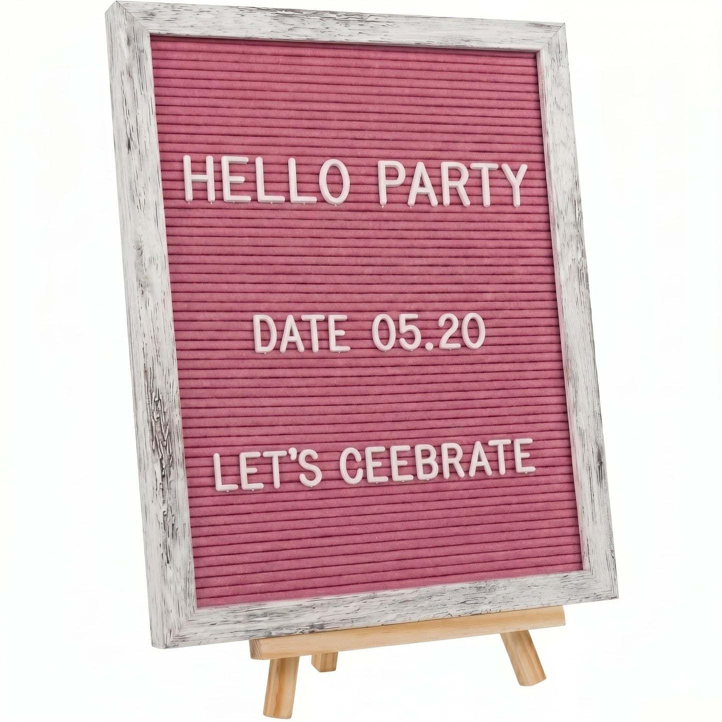 C CRYSTAL LEMON Hot Pink Felt Letter Board 12 x 16 Inches with 776 Characters Changeable Message Board with Frame and Stand Includes 3/4 Inch and 1 Inch Letters for Party Decor Display
