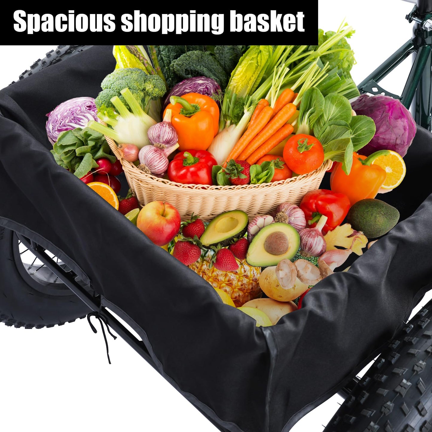 Adult Tricycle, 20 Inch Fat Tire Trike for Adults, 20" X 4" Tires, 7 Speeds, Loads 450lbs, Double Disc Brake, Anti-Slip Pedals, 3 Wheel Bikes for Adult, Large Shopping Basket for Commuting (BlackB)