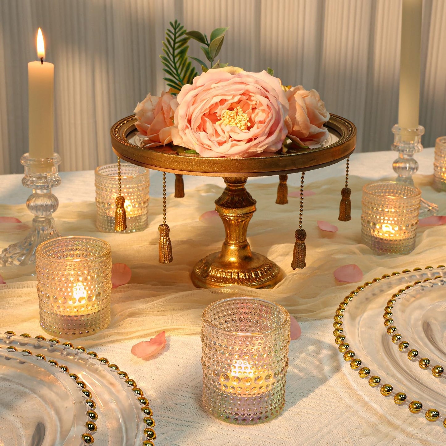 SUPMIND 24 Pcs Votive Candle Holders, Glass Holders Bulk for Table Centerpiece, Tea Lights Candle Holders for Wedding Shower, Party and Home Decor Iridescent