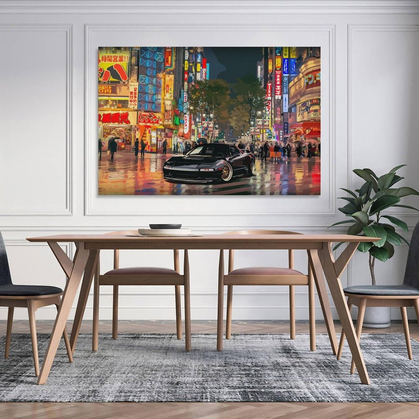 Jdm Car Nsx Tokyo Street City Night Art Car Posters & Prints Car Canvas Wall Art Living Room Decor for Men Aesthetic Paintings Pictures Wall Decor Framed Unframed 12x18inch(30x45cm)