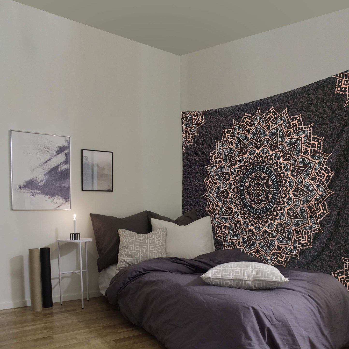 Edeesky Black Mandala Tapestry Wall Hanging Psychedelic Wall Tapestry Aesthetic Indian Hippie Decor Bohemian Art Boho Home Decoration for Bedroom,Living Room,Dorm