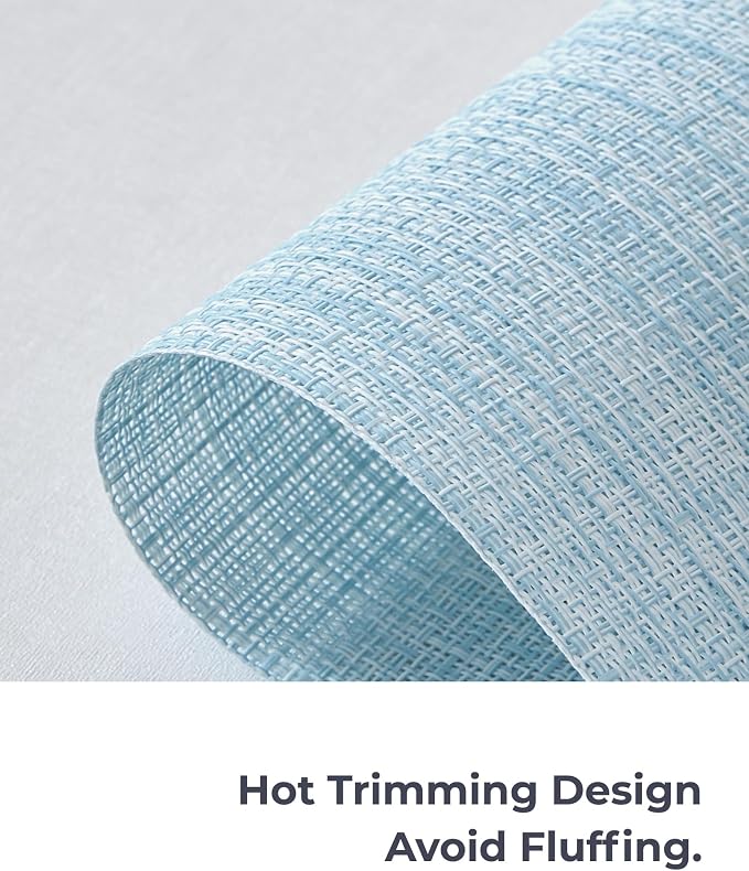 Leetaltree Soft Sky Blue Woven Placemats Set of 24 - Heat Resistant Non-Slip Place mats for Dining Table, Washable Durable PVC Vinyl Woven Table Mats(Sky Blue, 24)