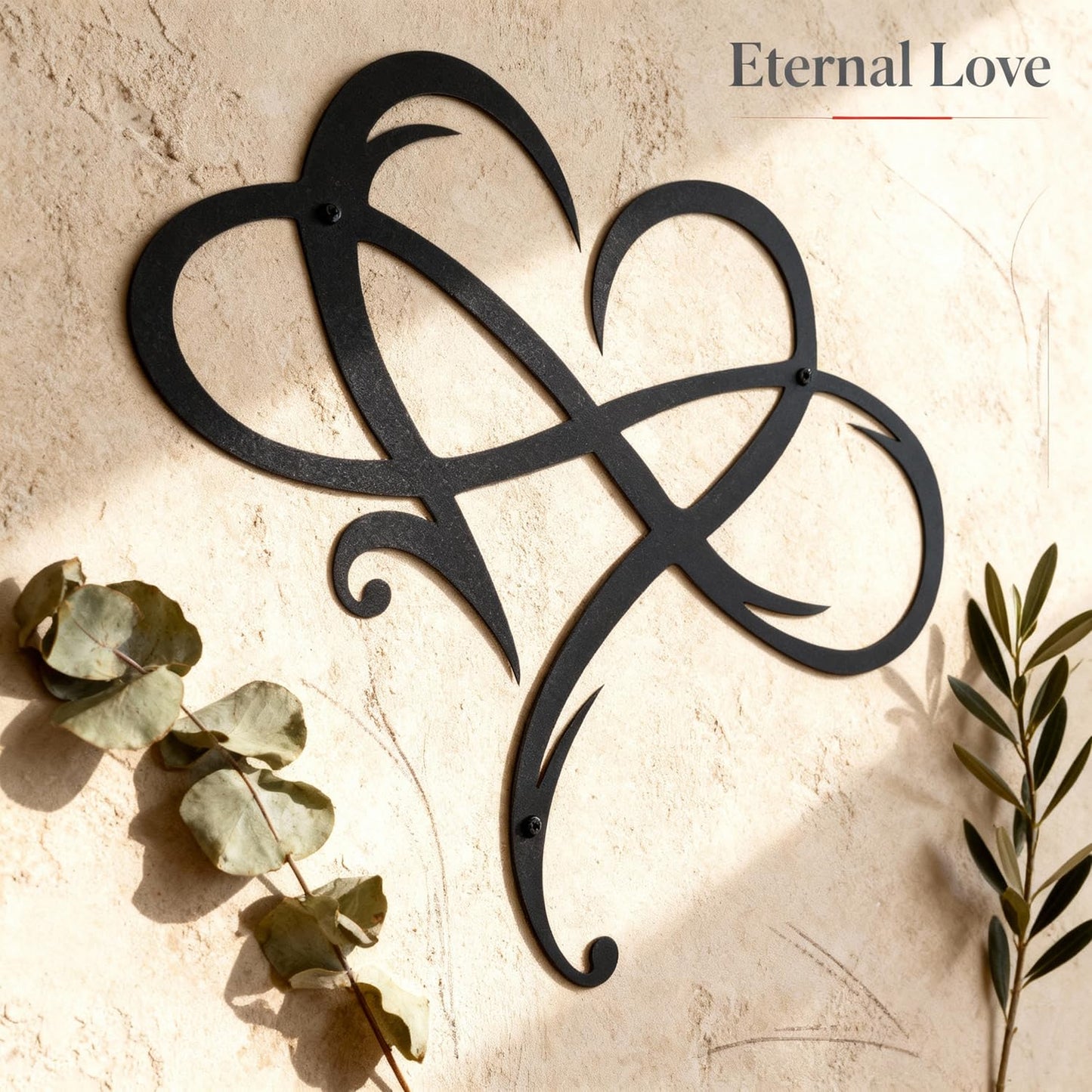 Infinity Heart Metal Wall Art Decor, Romantic Black Metal Art for Bedroom Living Room Bathroom, Personalized Love Gift for Mom Grandma, Spring Wedding Anniversary Housewarming Present for Her Him