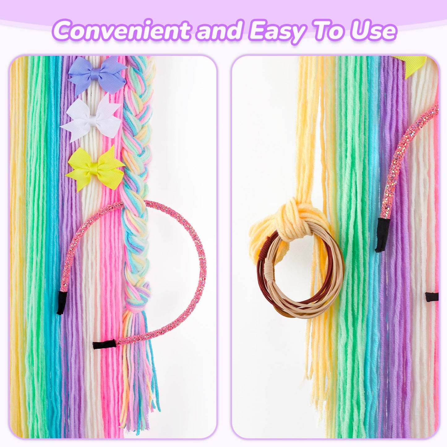 Basumee Unicorn Hair Bow Holder for Girls Wall Hanging Decor and Baby Hair Clip Hanger Organizer, Rainbow