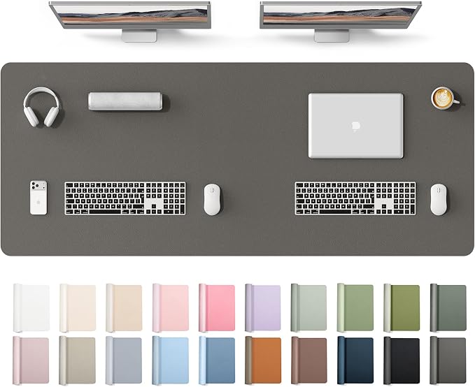 YSAGi Leather Desk Protector, Office Mat, Large Mouse Mat, Non-Slip PU Leather Blotter, Laptop Desk Mat, Waterproof Writing Pad for Office and Home(Dark Grey, 63" x 24")