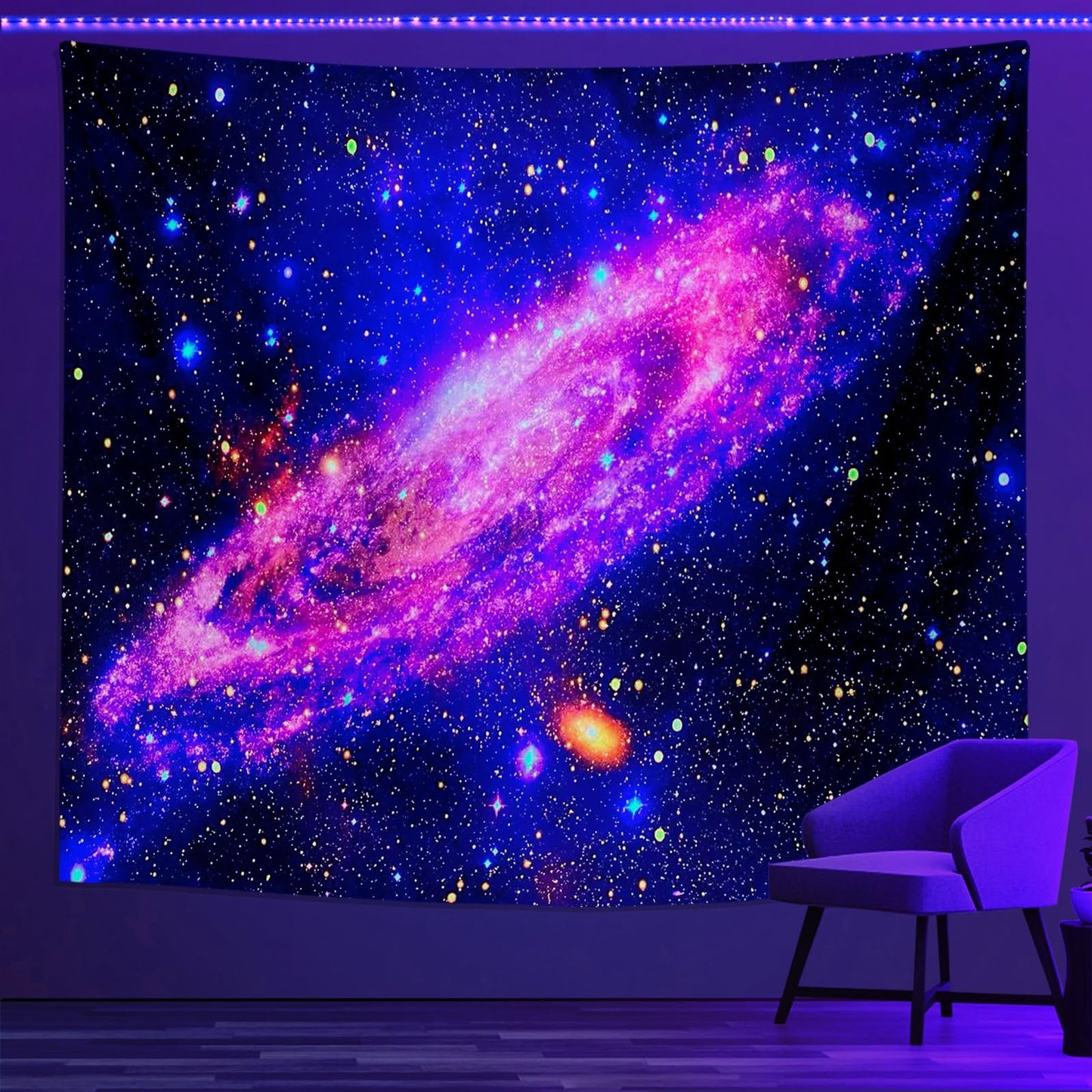 PSYHILAR Blacklight Posters for Adults and Teens, Space Galaxy Backdrop UV Reactive, Black Light Tapestry for Boys Room (59 x 51 Inches)
