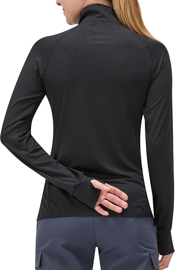 Women's UPF 50+ UV Sun Protection Clothing Long Sleeve Athletic Hiking Shirts Lightweight SPF Zip Up Outdoor Jacket