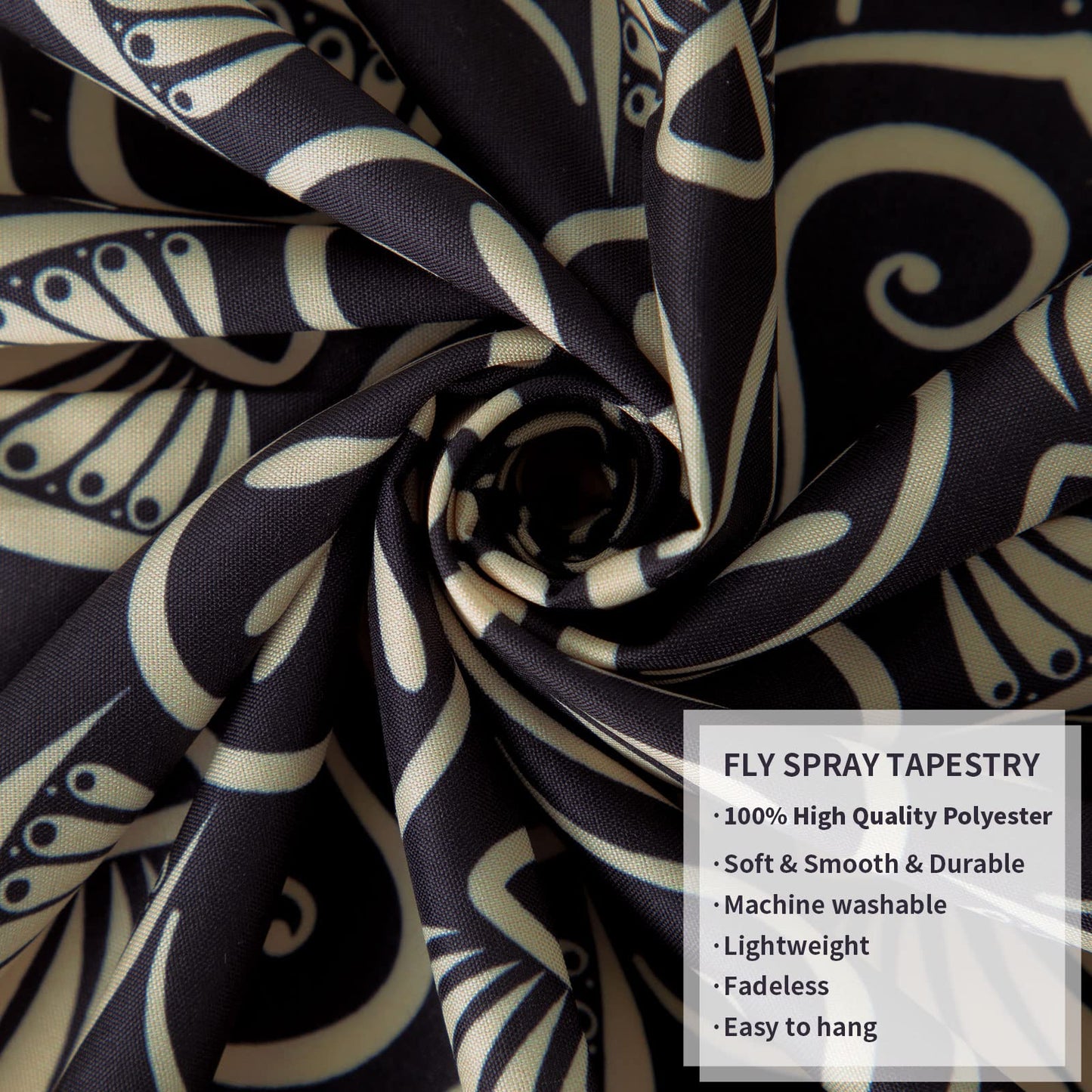 FLY SPRAY Black Golden Mandala Tapestry Astrology Space Wall Hanging Tapestries Wall tapestrys Large Aesthetic Hippie Decor Bohemian Art Boho Home Talestry for Bedroom,Living Room,Ceiling