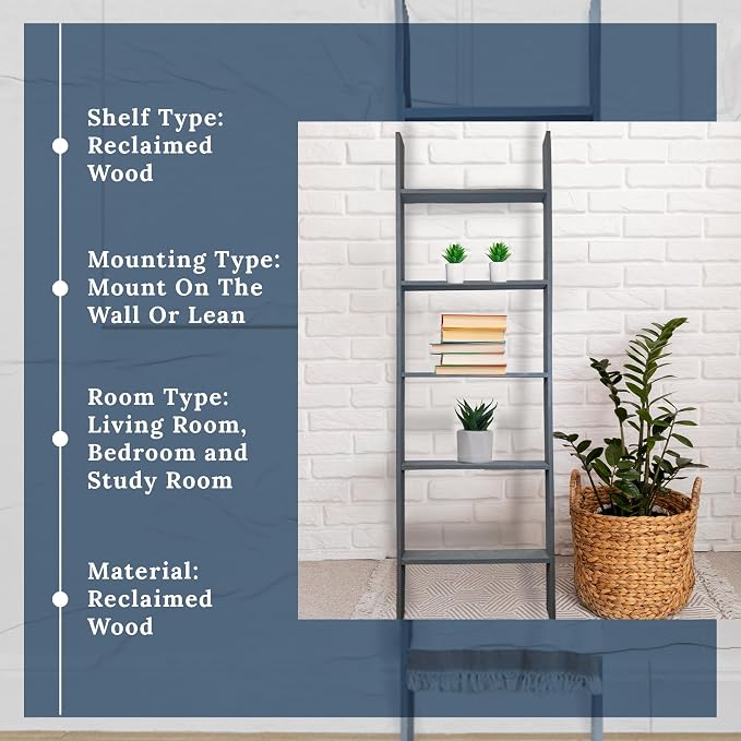 BARNWOODUSA Throw Blanket Ladder – Fully Assembled Reclaimed Wood – Rustic Decorative Ladder for Towels, Quilts, & More – Perfect Farmhouse Decor for Bathroom, Porch, or Living Room,5ft18.