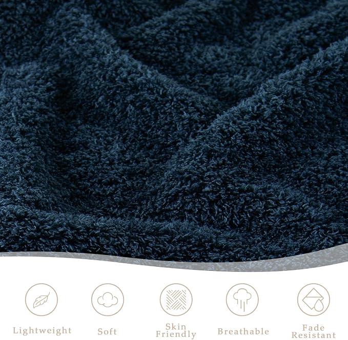 Exclusivo Mezcla Fleece Navy Blue Throw Blanket for Couch Sofa, Ultra Soft, Lightweight and Fluffy Blankets for Women, All Season, 50x60 Inches