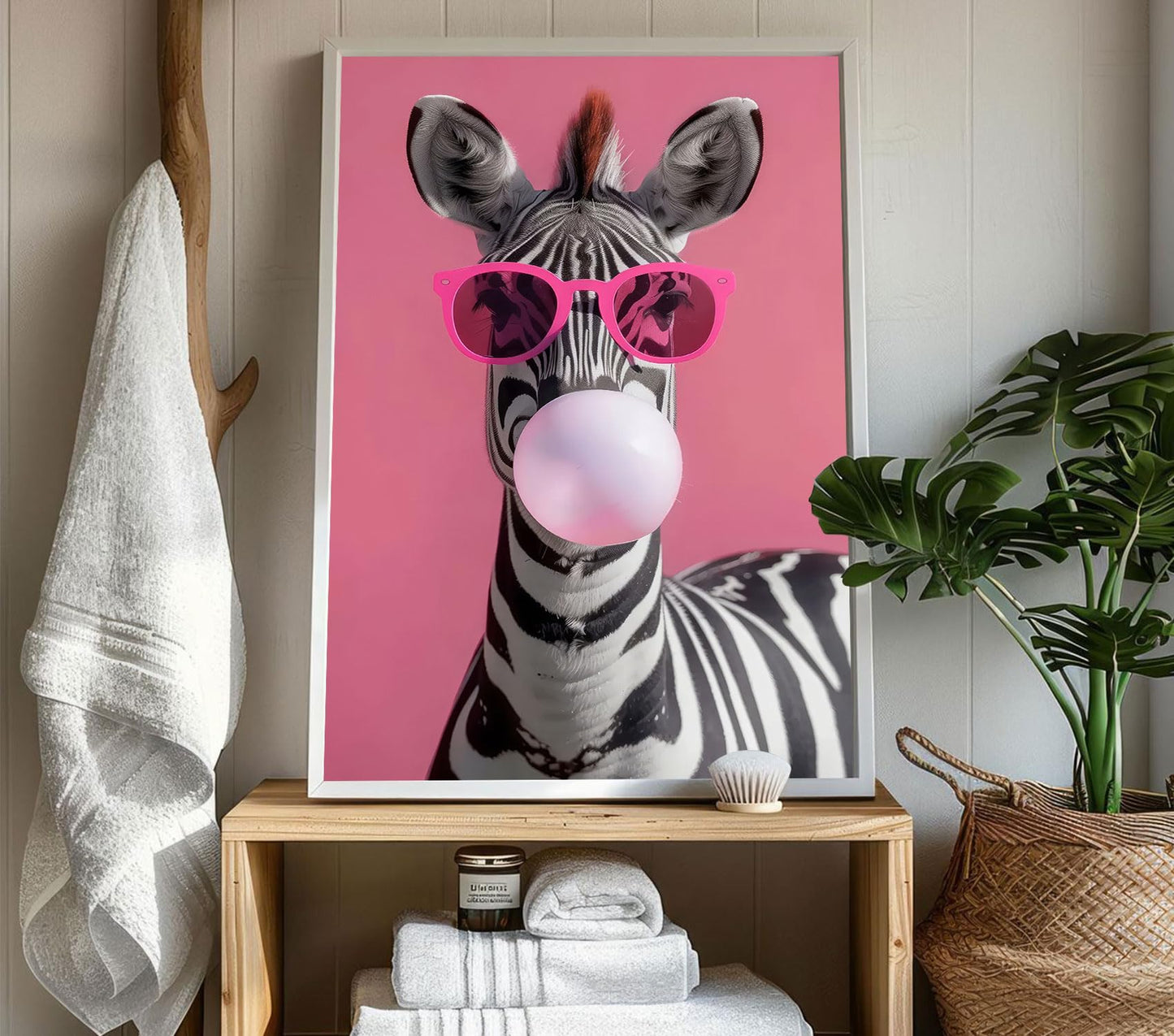 3 Pcs Funny Animal Canvas Wall Art, Pink Sunglasses Alpaca Zebra Lion Poster Prints, Modern Pop Art Wall Decor for Bedroom Bathroom Living Room Laundry Room, 12x16 Inch Unframed