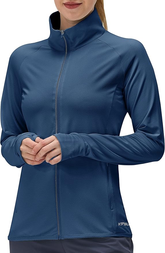 Women's UPF 50+ UV Sun Protection Clothing Long Sleeve Athletic Hiking Shirts Lightweight SPF Zip Up Outdoor Jacket