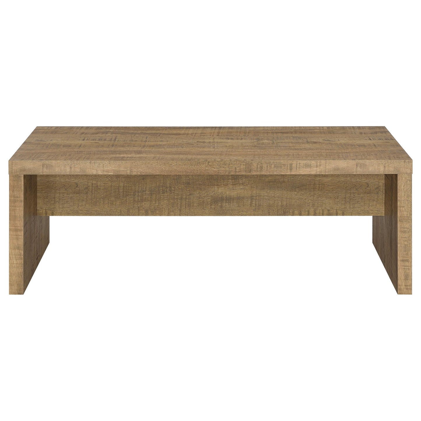 Coaster Home Furnishings Wooden Coffee Table w/ Side Panels & Center Brace, Mango Wood - Modern Rectangular Living Room and Bedroom Furniture for House and Apartment
