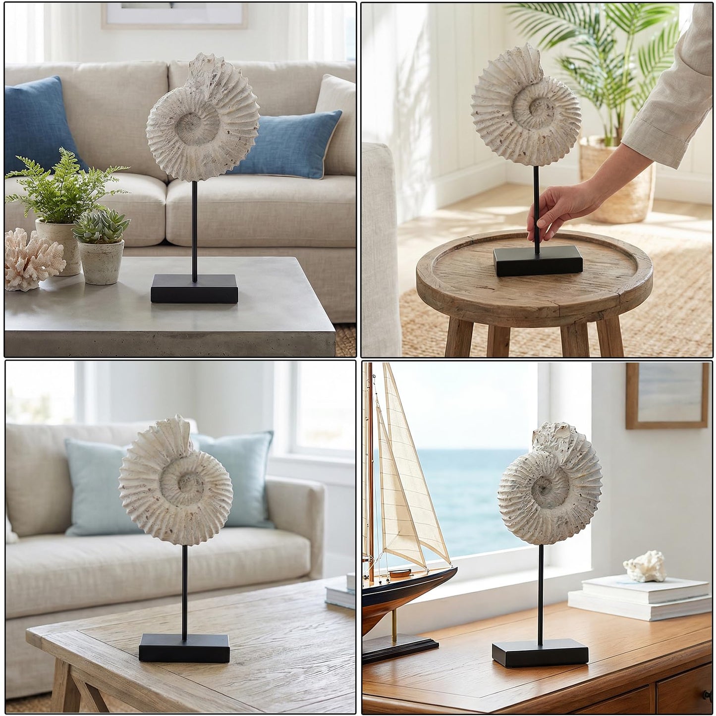 Conch Shell Coastal Room Decor - Ocean Beach Themed Room Decor Set Nautical Wall Art Accents for Bedroom Living Room Bathroom Porch Table Decor Coastal Aquarium Décor 13*11.4*21 Inch LC Lcdecohome
