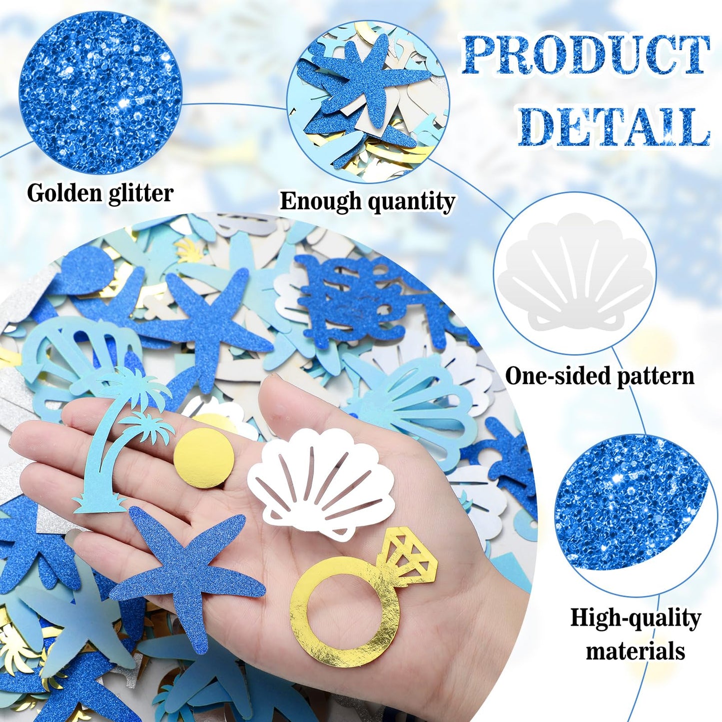 Weekgrat 200 Pcs Last Toast on the Coast Confetti Bachelorette Party Decorations Glitter Wine Cup Rings Seashells Starfish Table Confetti for Bridal Shower Wedding Engagement Party Decor