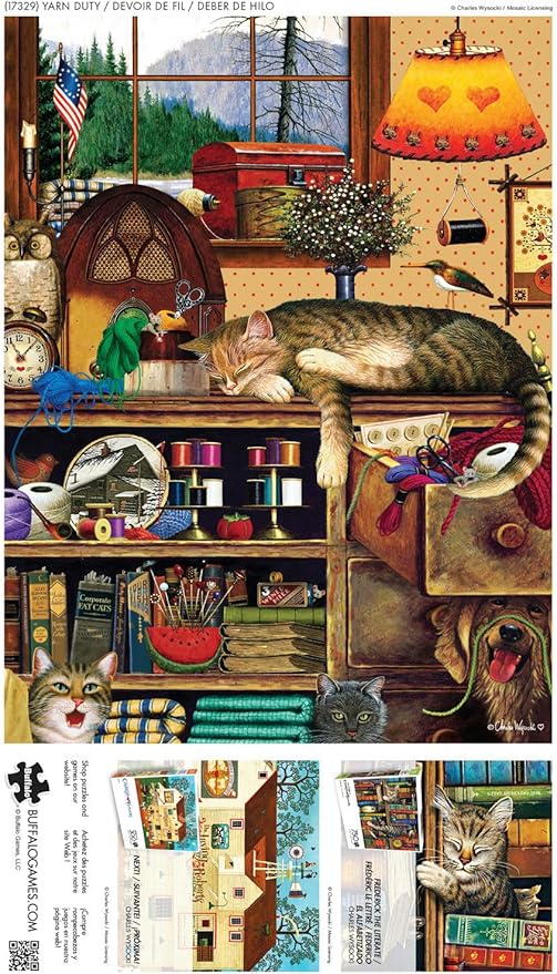 Buffalo Games - Charles Wysocki - Yarn Duty - 750 Piece Jigsaw Puzzle for Adults -Challenging Puzzle Perfect for Game Nights - Finished Size is 24.00 x 18.00