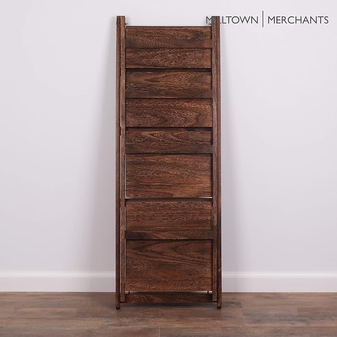 Ladder Shelf - Wooden Ladder Bookshelf - Leaning Bookshelf - Rustic Bookcase - Folding Bookcase (Dark Brown Ladder Shelf)