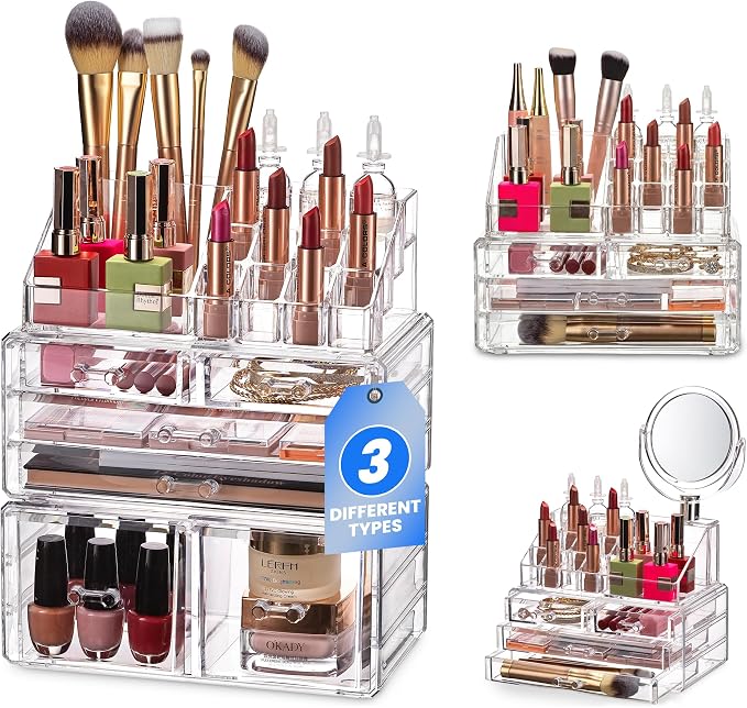 Masirs Clear Cosmetic Storage Organizer, Classy Design, Versatile, Simplifies Your Life