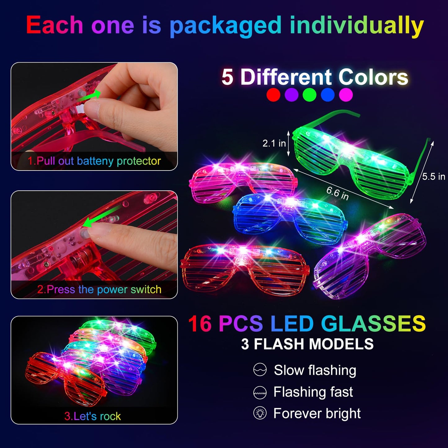 OLUPP 150 PCS Glow in the Dark Party Supplies, 16 Foam Sticks, 16 LED Glasses, 100 Glow Sticks and 18 Finger Lights for Neon Party, Wedding, Birthday, Concert, New Year, Carnivals, Raves