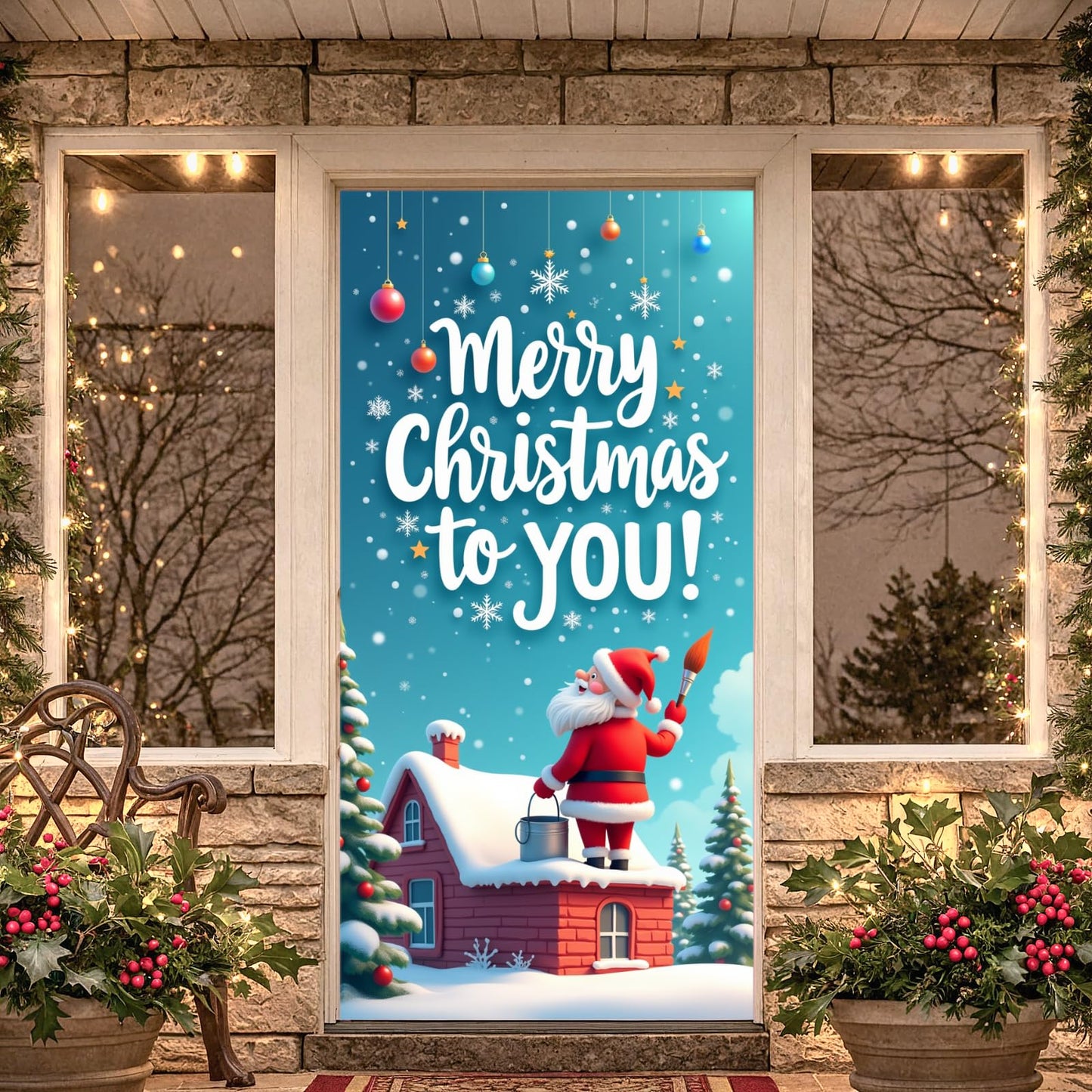 Christmas Holiday Festive Holiday Sign Christmas Wall Art Gold Bells Seasonal Banner For Seasonal Event Party Decoration