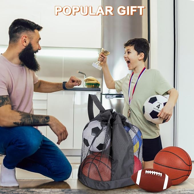 Leyndo 18 Pcs Sports Ball Set for Kids, Official Size Basketball Football Soccer Ball Playground Volleyball Baseball Outdoor Sport Equipment Bag and Pump Back to School Gift