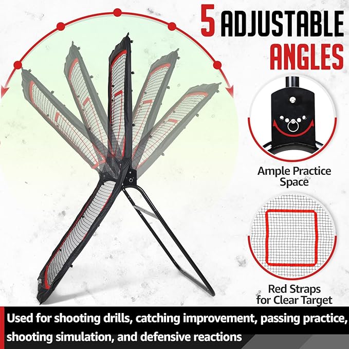 Lacrosse Rebounder, 4x7FT/4x6FT Lacrosse Rebound for Backyard with 5 Rebound Angles, Target Strip, Bounce Back Net Perfect for Lax Baseball Volleyball & Soccer Practice