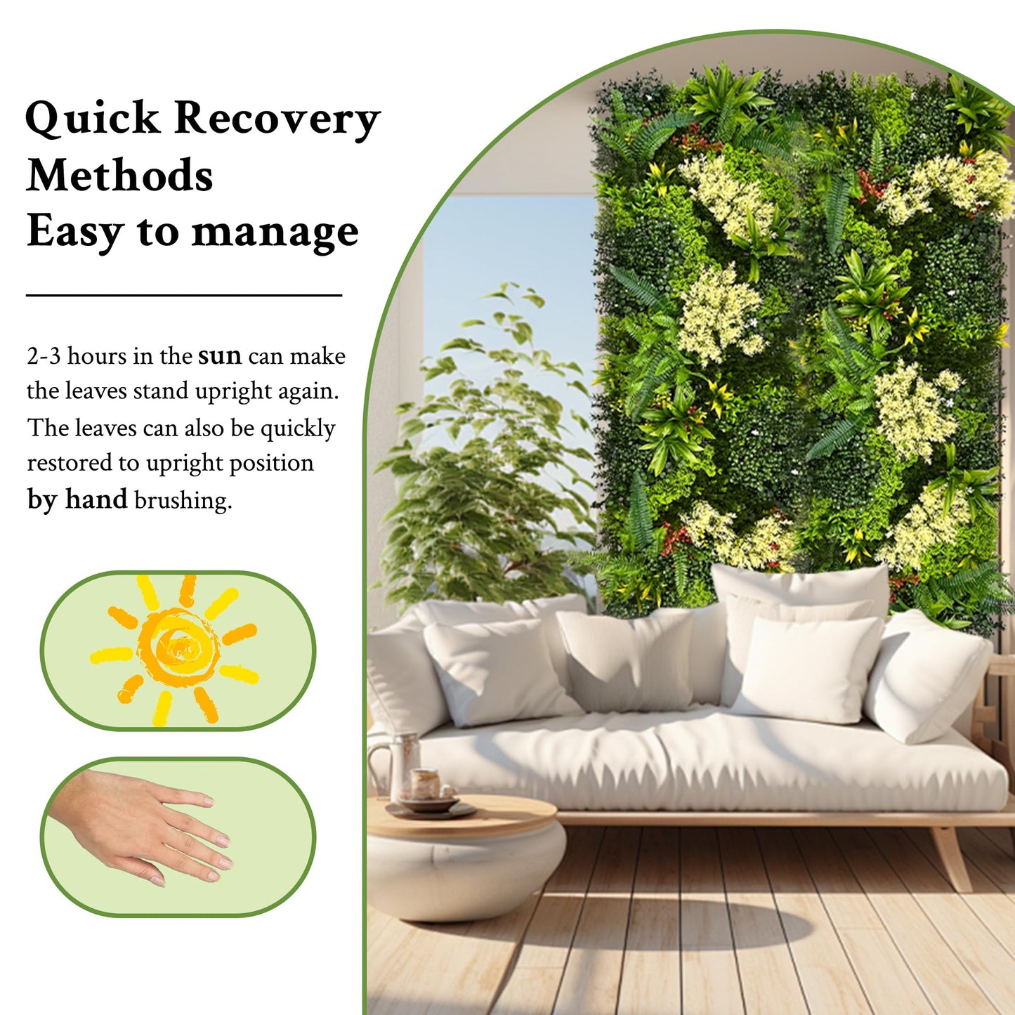 ODTORY Artificial 3D Plant Wall Panels: 60"x20" UV-Anti Faux Grass Wall Backdrop Boxwood Ivy Fence Privacy Screen Fake Greenery Leaf Hedge for Outdoor,Indoor,Garden,Backyard and Home Decor