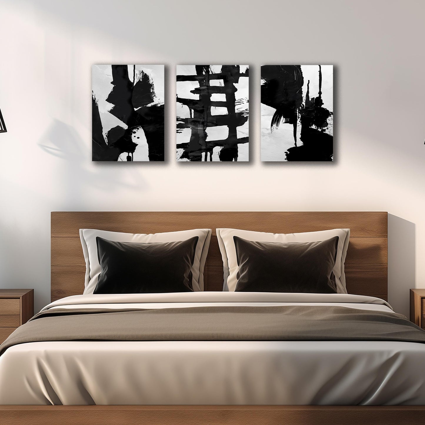 WVMAPTA Abstract Prints Wall Art for Living Room Black and White Pictures for Wall Office 3 Piece Canvas Wall Art for Bedroom Size 12 x 16 Inch