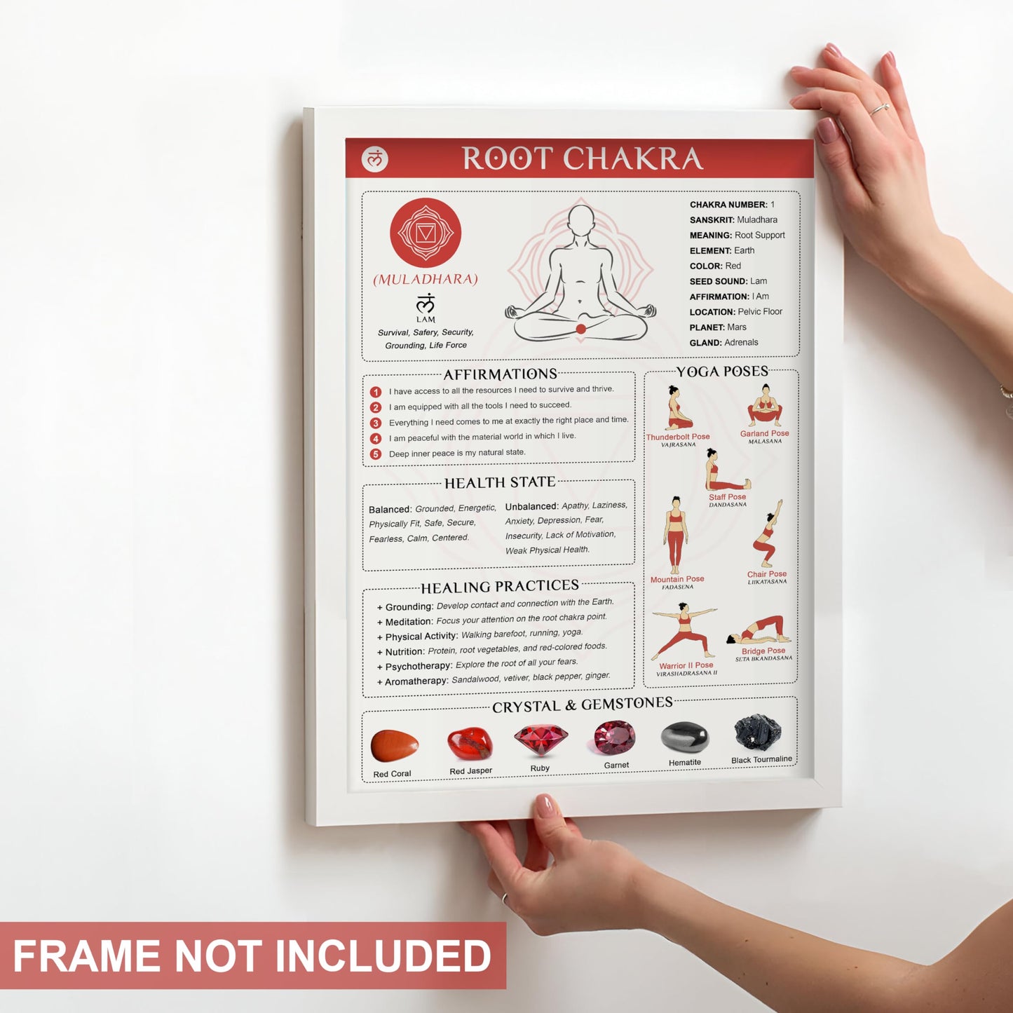 8pcs Chakra Poster (10"x14"), Yoga Poses Poster for Beginner, Spiritual Gifts for Women, 7 Chakra Decor Wall Art For Yoga Studio, Meditation Corner, Reiki Room Home Decorations