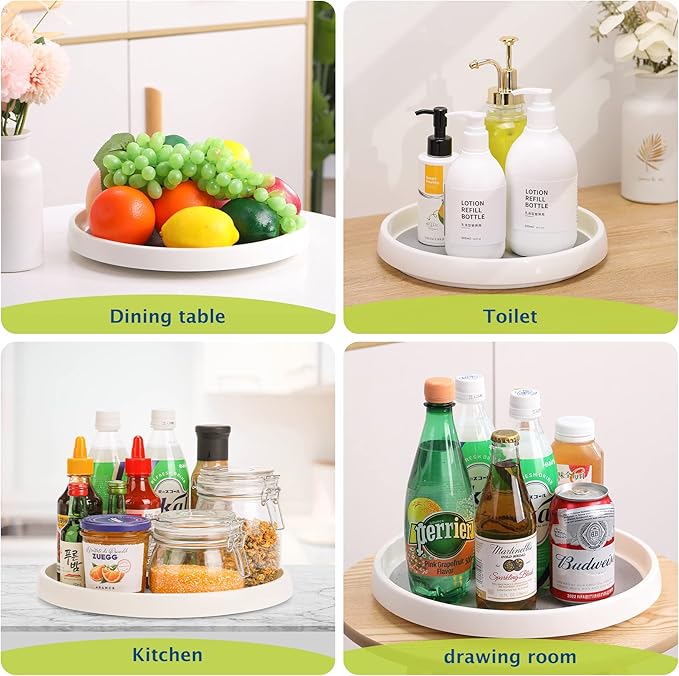 Lazy Susan Turntable, Set of 4, 10 Inch Non-Skid Lazy Susan Organizer for Cabinet, Pantry Organization, Kitchen Storage, Bathroom Sink Cabinet, Refrigerator, Countertop, Spice Rack (4 Pack 10 in)